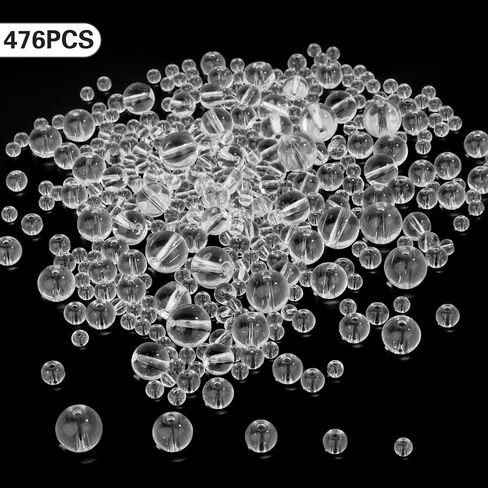 Gocelyn 476PCS Clear Crystal Round Glass Beads for Jewelry Making, Transparent Glass Spacer Loose Beads for Crafts Bracelets Necklaces Charms Pendants Gifts Presents Friendship in Saudi Arabia