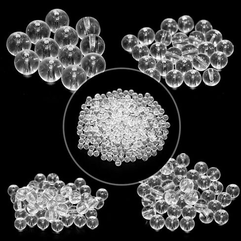 Gocelyn 476PCS Clear Crystal Round Glass Beads for Jewelry Making, Transparent Glass Spacer Loose Beads for Crafts Bracelets Necklaces Charms Pendants Gifts Presents Friendship in Saudi Arabia