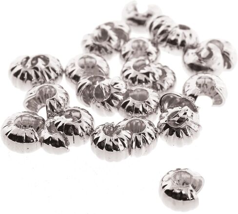أغطية حبة Beadsmith Crimp - شكل مستدير مموج ، نصف مفتوح ، مطلي بالفضة ، قطره 4 مم ، 144 قطعة - لإمدادات لصنع المجوهرات لتغطية وحماية حبات التجعيد in Saudi Arabia