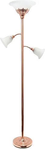 Elegant Designs LF2002-RBZ 3 Light Floor Lamp with Scalloped Glass Shades, Restoration Bronze/Champagne in Kuwait