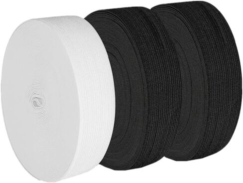 Elastic Band for Sewing, 2 Inch Elastic for Sewing Elastic Straps Wig Band Edge Band Knit Spool Sewing Band for Waistbands Pants Clothes & Lace Front Wigs((10 Yard Black, 10 Yard White) in Saudi Arabia