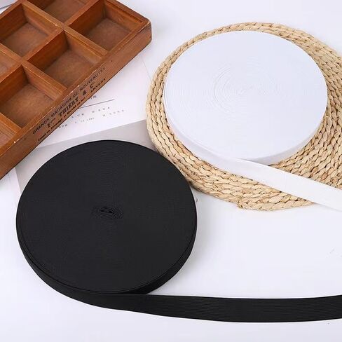 Elastic Band for Sewing, 2 Inch Elastic for Sewing Elastic Straps Wig Band Edge Band Knit Spool Sewing Band for Waistbands Pants Clothes & Lace Front Wigs((10 Yard Black, 10 Yard White) in Saudi Arabia