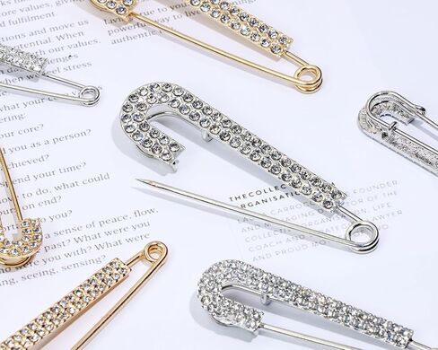 Penta Angel Rhinestone Safety Pins 6Pcs Faux Crystal Brooch Clips for Women Sweater Shirt Dress Hat Scarf Decoration (Silver) in Kuwait