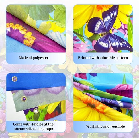 Welcome Banner Decorations Spring Door Cover Porch Sign Colorful Flower Porch Sign Banner Butterfly Spring Door Covers Decorative Outdoor Indoor Party Decorations 35.4 x 72.8 Inch in Kuwait