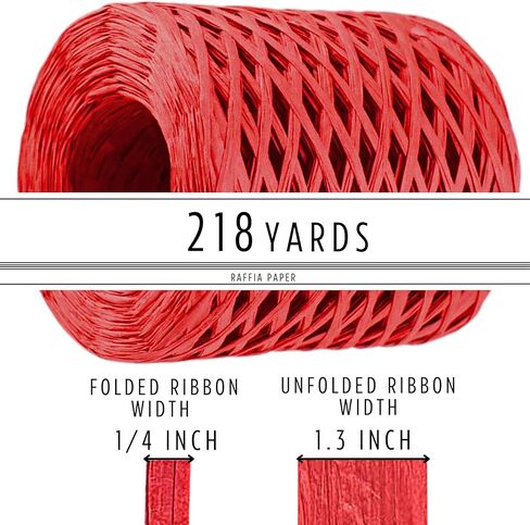218 Yards Red Raffia Ribbon for Gift – 360 Feet Roll Paper Twine Ribbon Red Color 1/4 Inch Width Craft Raffia Tape for DIY Wrapping Tape for Christmas in Saudi Arabia