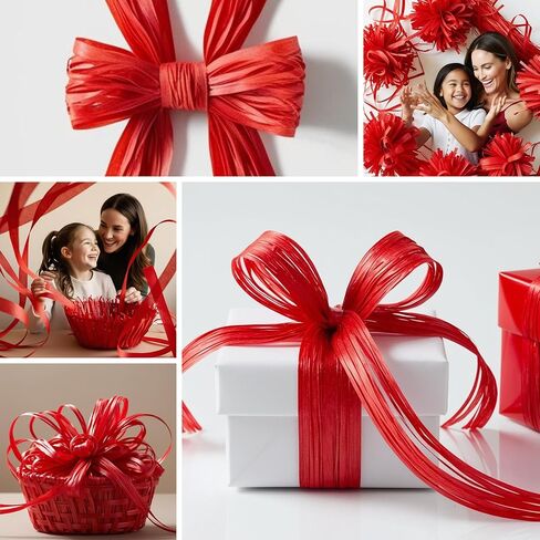 218 Yards Red Raffia Ribbon for Gift – 360 Feet Roll Paper Twine Ribbon Red Color 1/4 Inch Width Craft Raffia Tape for DIY Wrapping Tape for Christmas in Saudi Arabia