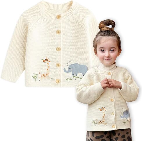 Curipeer Toddler Girl Cardigan Baby Knit Sweater Long Sleeve Button Closure with Pockets in Kuwait