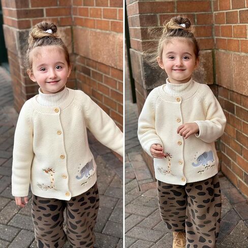 Curipeer Toddler Girl Cardigan Baby Knit Sweater Long Sleeve Button Closure with Pockets in Kuwait