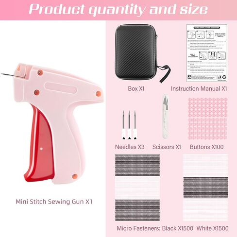 Micro Quick Clothing Fixer, Stitch Sewing Gun, Handheld Stitch Gun Tagging Gun with 3 Needles 3000 Fasteners 100 Buttons & Scissor, Stitch Gun for Clothing/Price Tagging/Fixing Curtains/Beddings in Saudi Arabia