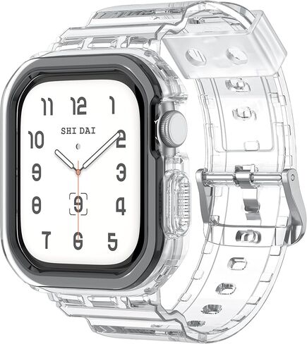 سوار ساعة ذكية شفاف كريستالي متوافق مع Apple Watch Series 10 مقاس 46 مم 42 مم غطاء متين شفاف من مادة TPU لحزام وحافظة iWatch الرياضية in Kuwait