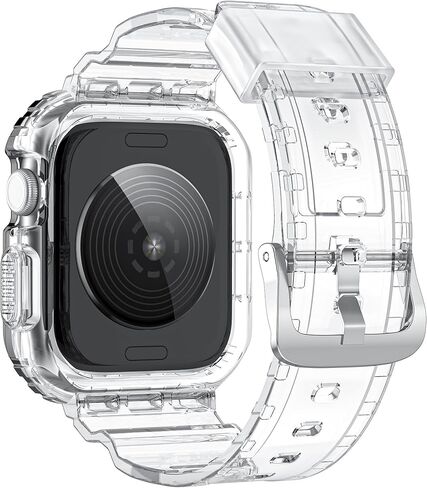 سوار ساعة ذكية شفاف كريستالي متوافق مع Apple Watch Series 10 مقاس 46 مم 42 مم غطاء متين شفاف من مادة TPU لحزام وحافظة iWatch الرياضية in Kuwait