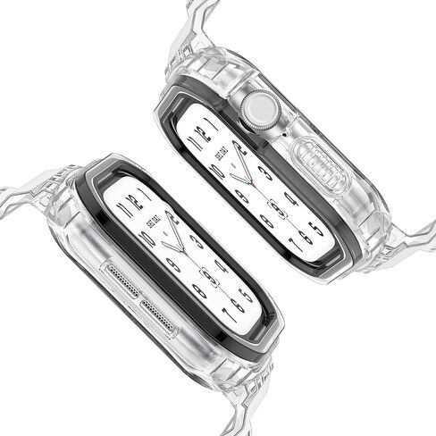 سوار ساعة ذكية شفاف كريستالي متوافق مع Apple Watch Series 10 مقاس 46 مم 42 مم غطاء متين شفاف من مادة TPU لحزام وحافظة iWatch الرياضية in Kuwait