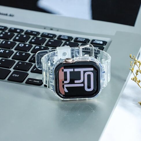 سوار ساعة ذكية شفاف كريستالي متوافق مع Apple Watch Series 10 مقاس 46 مم 42 مم غطاء متين شفاف من مادة TPU لحزام وحافظة iWatch الرياضية in Kuwait
