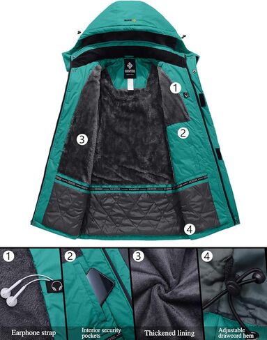 GEMYSE Women's Mountain Waterproof Ski Snow Jacket Warm Winter Windproof Raincoat with Detachable Hood in Kuwait