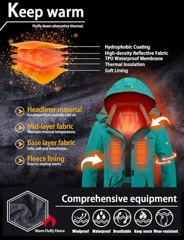 GEMYSE Women's Mountain Waterproof Ski Snow Jacket Warm Winter Windproof Raincoat with Detachable Hood in Kuwait
