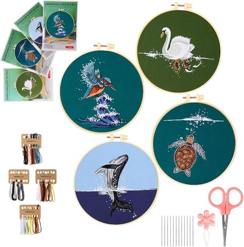 EEEKit Embroidery Kit for Beginners, DIY Cross Stitch Kit, Hand Embroidery Starter Needlepoint Kits with Hoop Needle Thread Instruction, Mother's Day Gifts in Saudi Arabia