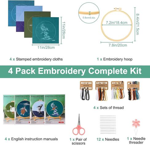 EEEKit Embroidery Kit for Beginners, DIY Cross Stitch Kit, Hand Embroidery Starter Needlepoint Kits with Hoop Needle Thread Instruction, Mother's Day Gifts in Saudi Arabia