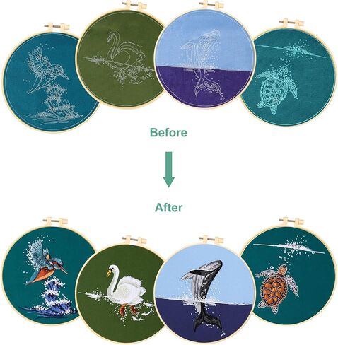 EEEKit Embroidery Kit for Beginners, DIY Cross Stitch Kit, Hand Embroidery Starter Needlepoint Kits with Hoop Needle Thread Instruction, Mother's Day Gifts in Saudi Arabia
