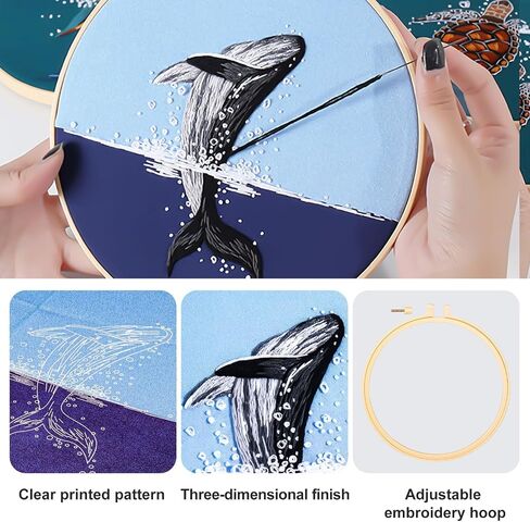 EEEKit Embroidery Kit for Beginners, DIY Cross Stitch Kit, Hand Embroidery Starter Needlepoint Kits with Hoop Needle Thread Instruction, Mother's Day Gifts in Saudi Arabia