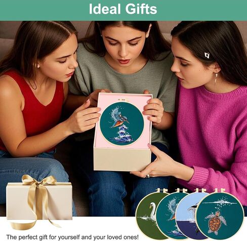 EEEKit Embroidery Kit for Beginners, DIY Cross Stitch Kit, Hand Embroidery Starter Needlepoint Kits with Hoop Needle Thread Instruction, Mother's Day Gifts in Saudi Arabia