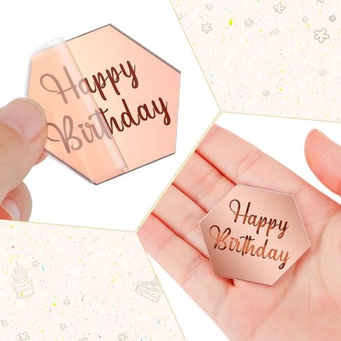 30 Pcs Acrylic Cupcake Toppers Happy Birthday Cake Disc Mirror Acrylic Cake Topper Engraved Personalized Cake Topper Mini Acrylic Cake Charm Name Custom Cake Decorations for Decor (Round) in Kuwait