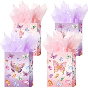 W Wintming 20pcs Princess Prince Party Party Bag Bag Blue Pink Castle Goodie Bag مع حقيبة حفلات Butterfly Forms for Baby Shower Birthday Party (الصب الأزرق)