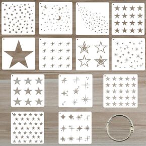 Star Stencil for Painting Stencils for Crafts Star Background Making Scrapbook Paper Canvas Fabric Pillows Decor (13 Star)