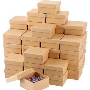 Geyee 24 Pcs Square Paper Mache Box, Small Gift Box with Lid 3.9 Inch Nesting DIY Cardboard Craft Empty Boxes for Adults Decoupaging Painting Crafting Storing Jewelry Treasure