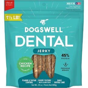 DOGSWELL Dental Jerky Dog Treats, Chicken, 24 oz. Bag