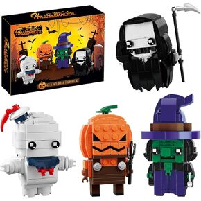 Halloween Pumpkin Ghost Witch Devil Building Blocks Kit for Kids, Halloween Bricks Figures Set Toys Gifts for Kids Party Favors Goodie Bags Stuffers for Boys Girls 6 up