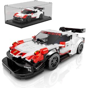 Mould King Speed Champion 911 RSR Racing Car Building Kit with Acrylic Display Case, 27010 Collectible Model Car Kits, Building Blocks Kit Racing Toy Cars for Adult Kids 8+(349 PCS)