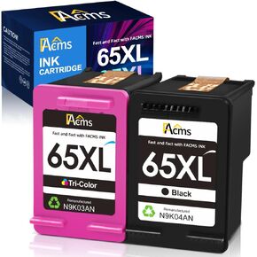 Remanufactured Ink Cartridges Replacement for HP 65XL 65 XL Ink Cartridge for Envy 5055 5052 5058 DeskJet 3755 2652 2655 3722 3723 3752 3758 3730 3720 3700 2622 2655 Printer (1 Black, 1 Color)