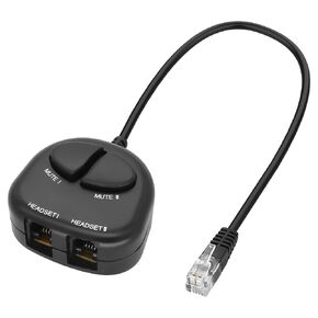 XMSJSIY RJ9 Telephone Training Adapter Selebter Sline 4P4C Phone Line Jack y Splitter Cable مع 2 أزرار كتم لمركز الاتصال -30 سم/11.8 بوصة (2 كتم)