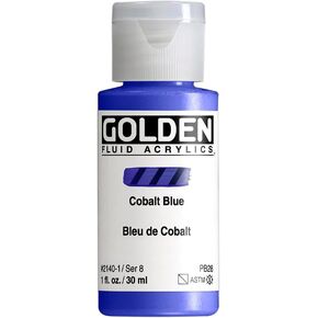 Fluid Acrylics by GOLDEN, Cobalt Blue, 1 fl. oz. Bottle, Professional Acrylic Paint, Semi-Transparent