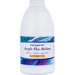 Falling in Art Pouring Medium for Acrylic Paint, 33.8Oz Acrylic Medium Paint Thinner, Acrylic Flow Medium with High Flow Consistency