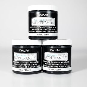 DecoArt Satin Enamels Classic Black, 8 fl oz, Jar (Pack of 3)