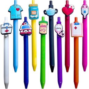 YYaaloa 10pcs Nurse Pens Retractable Ballpoint Funny Assistant Nurse Accessories for Work Cute Doctors Medical Assistants Nursing Student Essentials Nurses Week Bulk Appreciation Gift (A-10 color)
