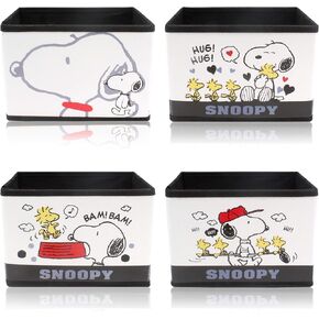 4 Pieces Set of White Dog PU Leather Collapsible Foldable Storage Organizer Box for Table Desk Office Accessories Pencil Pen Remote Contol Holder