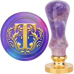 خطاب زخرفة T WAX SEAL SEAL SEAL RETRO Alphabet الأحرف الأولى من ختم ختم WAX ختم خمر 26 رسائل A-Z 25MM رأس النحاس القابل للإزالة مع مقبض الجمشت لدعم الزواج من زواج الزفاف زخرفة هدية