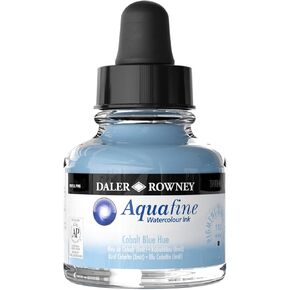Daler-Rowney Aquafine Watercolor Ink Cobalt Blue Hue 29.5ml - Versatile Liquid Watercolor Ink for Artists and Students - Use with Paint Brushes, Technical Pens, Airbrushes, and Paint Markers