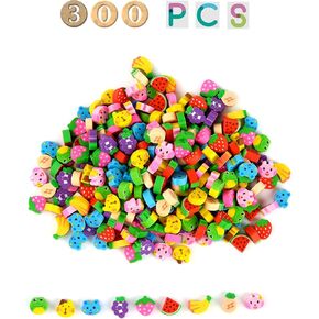 300PCS Assorted Mini Novelty Pencil Erasers for Kids,Fun Cute Bulk Fruit Animals Collection Erasers for Classroom Student Prize Homework Awards Party Gifts School Supplies