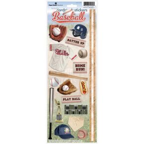Paper House Productions STCX-0111E Sports Cardstock Stickers, Baseball 2 (6-Pieces)