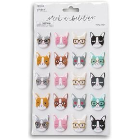 Cat Faces Puffy Stickers - 3D Peel-and-Stick Decals for Paper Crafts – 20 Pc