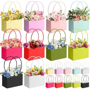 Paper Flower Gift Bags with 40pcs Wrapping Paper, 20pcs Gift Bags for Bouquets, Flower Gift Boxes for Arrangements, Wedding, Valentine's, Thanksgiving, Mother's Day