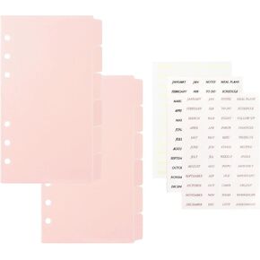 Personal A6 Dividers 6 Hole Transparent Binder Index Page Dividers with Tabs Plastic Tab Dividers with Stickers for Binders, Planner, Agenda (Clear - 2 Sets) in Kuwait