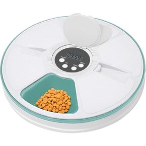 Automatic Cat Feeder Wet Food/Dry Food, 6Meal Timed Pet Feeder Easily Programmable &Easy to Clean, Auto Feeder for Cats/Small Dogs(Green)