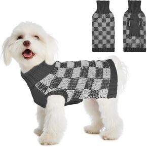 Dog Sweater Sizes XS to XXL, Christmas Dog Sweaters Suitable for Small to Large Dogs,Warm, Soft Dog Turtleneck Sweater Plaid Perfect for Fall, Winter, Everyday Wear Outdoor Walks(Grey,S)