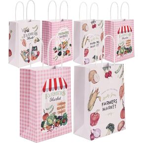 Lsaepon Farmers Market Birthday Party Favor Gift Bags, Locally Grown Vegetable Farmer's Party Decorations for Kids Produce Stand Baby Shower Farmer's Market Goodie Bags Photo Backdrop（16 PCS）