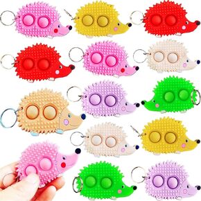 24 Packs Bulk Sensory Fidget Stones Hedgehog Animal Birthday Party Favors, Small Hedgehog keychain For Christmas Classroom Prize Kids Gifts Toys