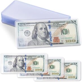 30 PCS Currency Holder for Bills ، حاملي الفواتير بالدولار لهواة جمع العملات ، PVC Pillent Bill Sleeves Holder ، أكمام العملة لفواتير ختم الأوراق النقدية (شفافة)